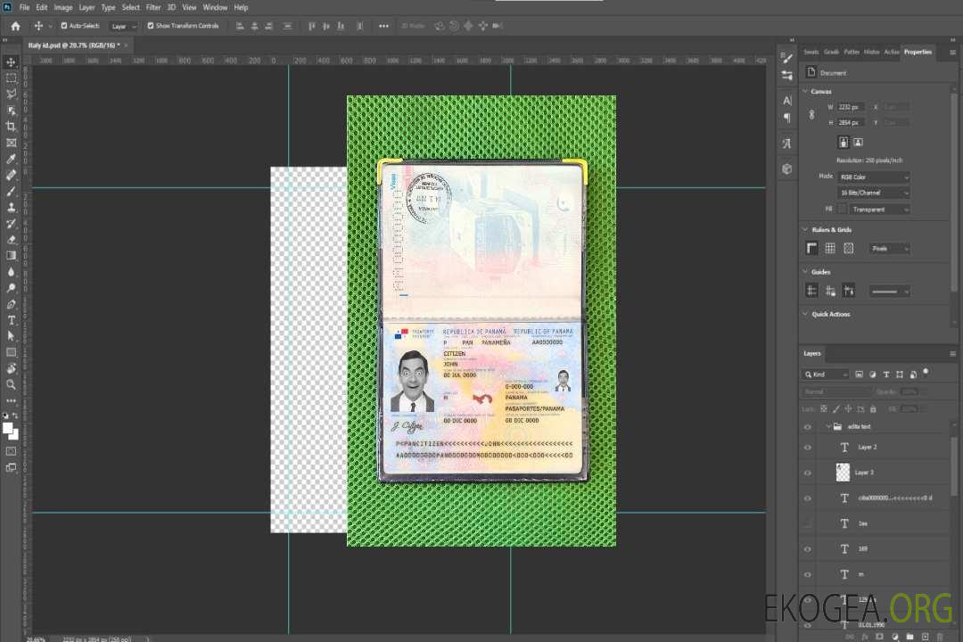 Look photo du passeport panaméen template Look photo du passeport panaméen template